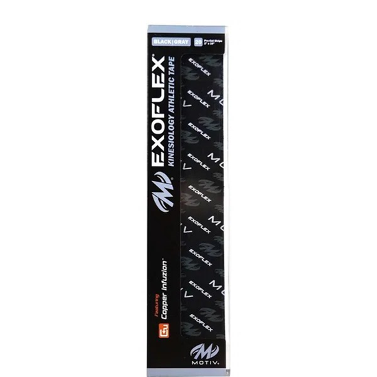 Picture of Motiv ExoFlex Kinesiology Tape Pre Cut Black Gray